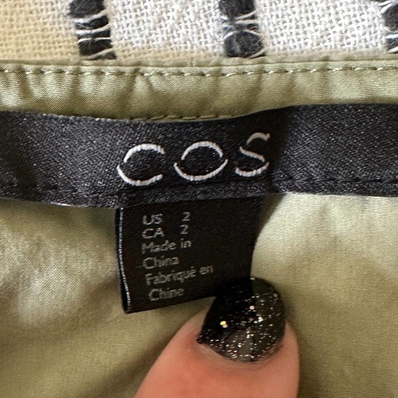 Cos Crisp cotton Short Sleeve Pleat Black top - Khaki - Size 2 - Picture 5 of 5